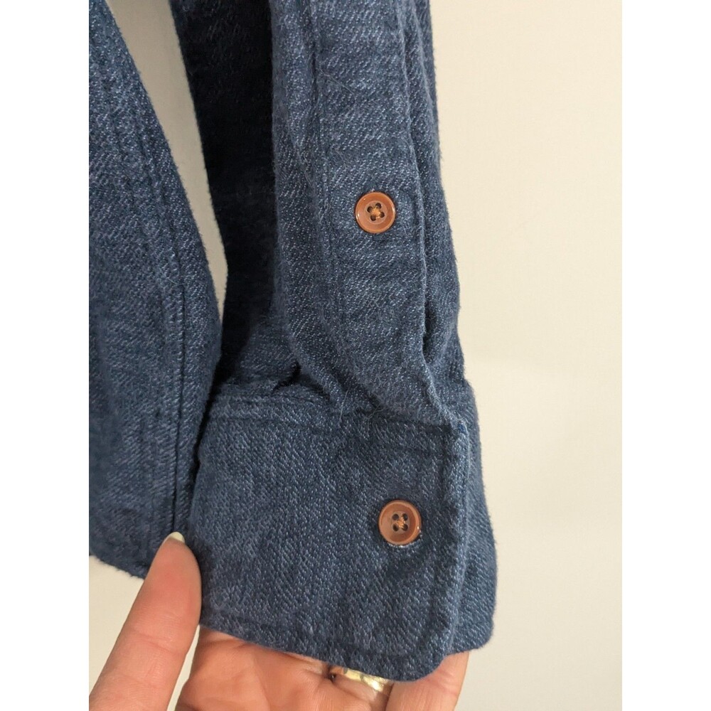 Faherty Shirt Mens Large Blue Brushed Alpine Knit Flannel Cotton Long Sleeve - Picture 8 of 10